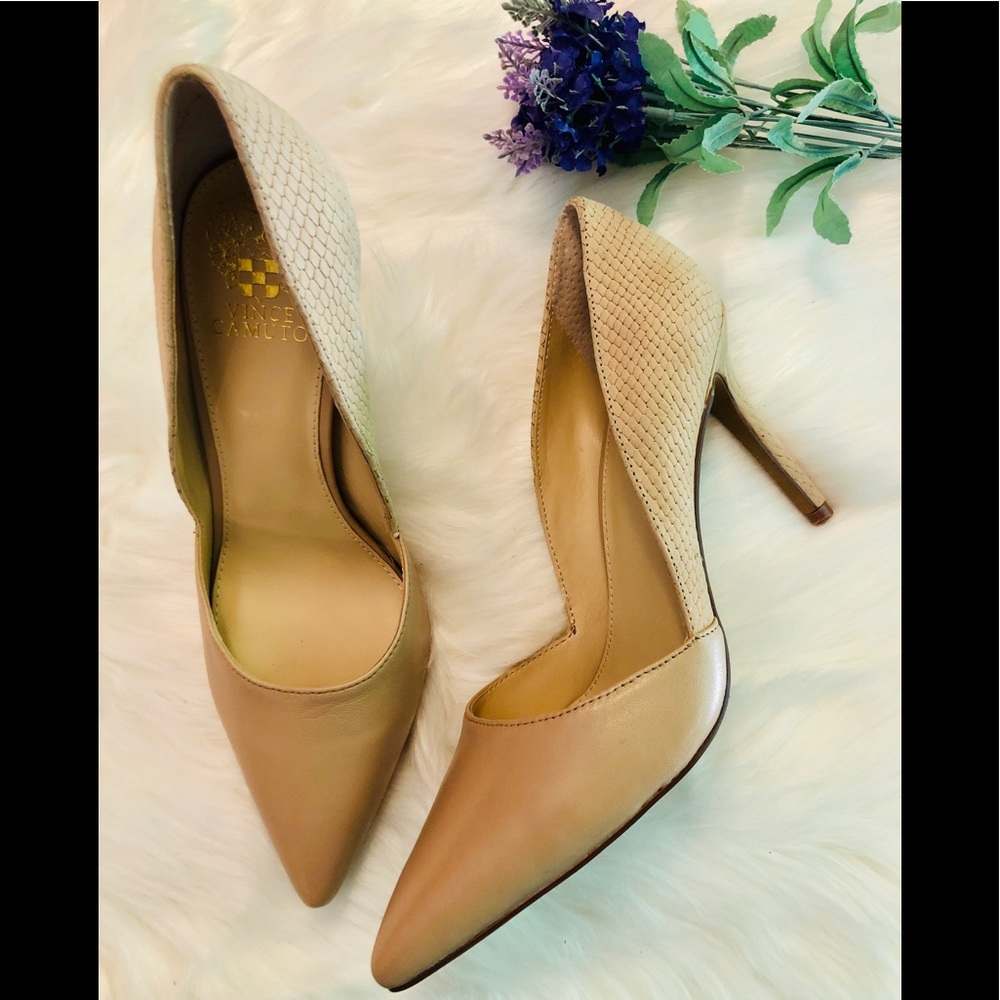 Vince Camuto Nude Leather Airmosah Pump D-orsay